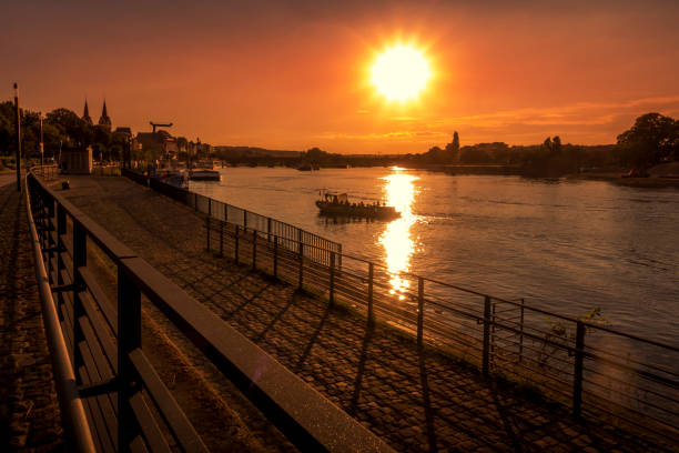 View over the famous promenade at riverside in Koblenz