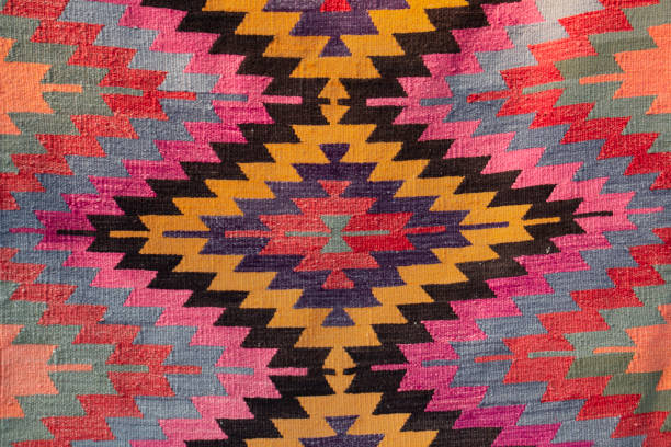 istock Archaic Rug pattern woven with Turkish motifs, background image 1356789371