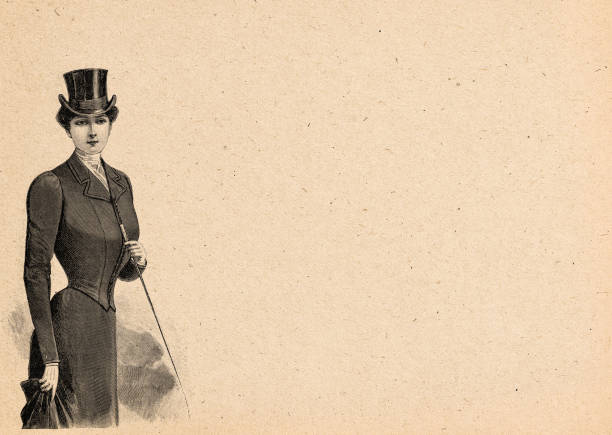 Old paper sheet with vintage style engraving victorian woman