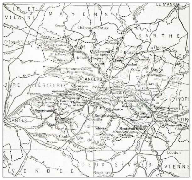 istock Antique French map of Maine-et-Loire (département) 1356789456