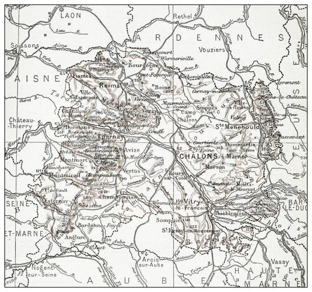 istock Antique French map of La Marne (département) 1356789562