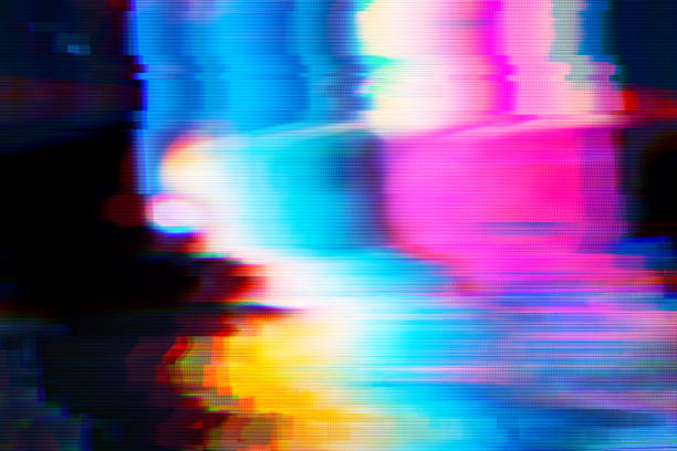 ilustrações de stock, clip art, desenhos animados e ícones de motion glitch interlaced multicolored distorted textured futuristic background - psychedelic
