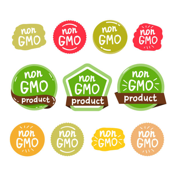 ilustrações de stock, clip art, desenhos animados e ícones de non gmo product icon isolated logo vector illustraion - non gmo