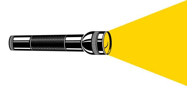 ilustrações, clipart, desenhos animados e ícones de ilustração do pôster de publicidade vetorial de iluminação da lanterna com espaço de cópia para texto, modelo de estilo plano para banner, fundo ou papel de parede. - flashlight