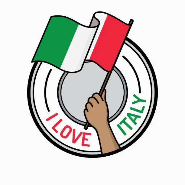 Vector illustration of Badge with Italian flag