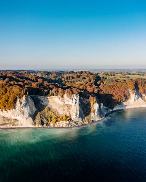 istock Drone View of the Cliffs at Moens Klint in Denmark 1356799438
