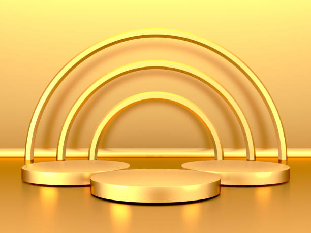 istock Golden luxurious pedestal or blank podium 1356799535