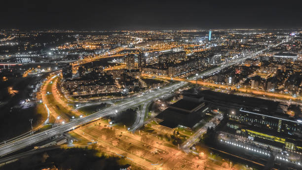 istock Belgrade night photo with drone 1356803135