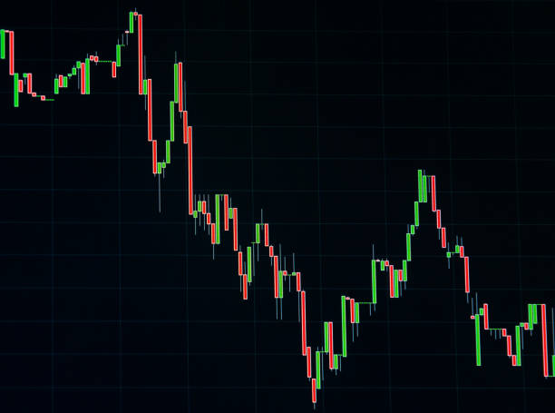 istock Stock quotes chart on a black background 1356814885