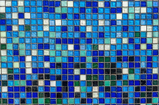 Mosaic wall of blue tones to use as a background in your presentations.