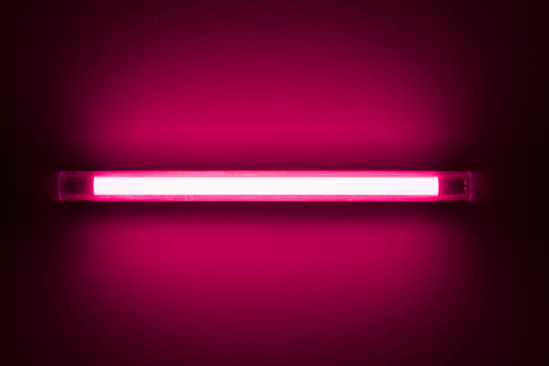 istock Neon elongated fluorescent lamp on the ceiling. 1356818572