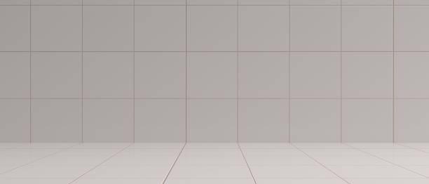 istock Tiled wall and floor background. Empty space, template. Grey color tiles pattern, 3d illustration 1356820314