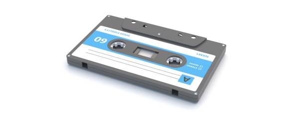 istock Retro audio cassette tape with blank label isolated on white background. 3d illustration 1356820326