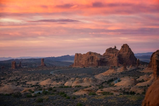 istock Windows at Arches National Park with sunset 1356825273