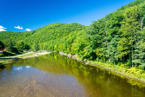 río deerfield en charlemont, massachusetts - mohawk river fotografías e imágenes de stock