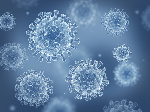Coronavirus cells 3D render