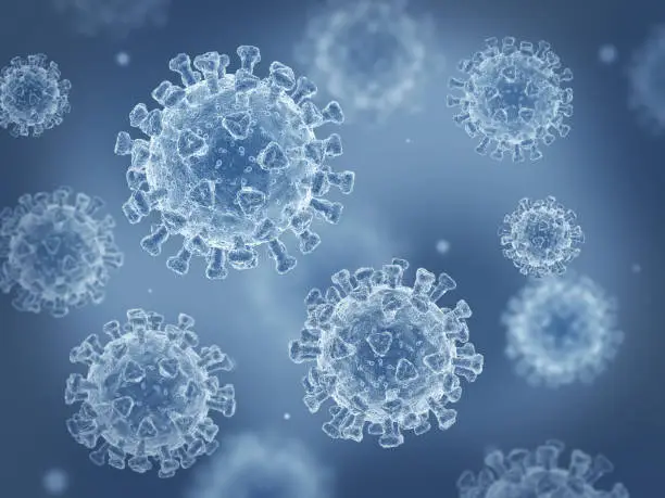 Photo of Coronavirus cells 3D render