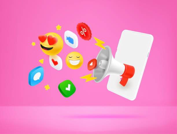 istock Online marketing via mobile phone concept. 3d style vector illustration 1356830839