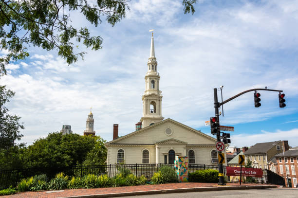 la première église baptiste en amérique à providence, ri. - first baptist meetinghouse photos et images de collection