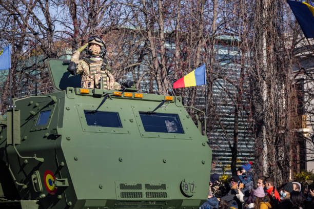 1st of december parade for the national day of romania - tank musician imagens e fotografias de stock