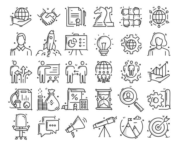 Business Related Objects and Elements. Hand Drawn Vector Doodle Illustration Collection. Hand Drawn Icons Set. Business Related Objects and Elements. Hand Drawn Vector Doodle Illustration Collection. Hand Drawn Icons Set. entrepreneur drawings stock illustrations