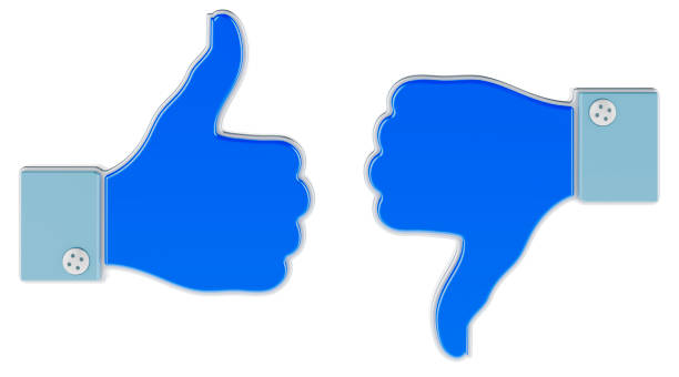 istock Blue hand with thumb up and thumb down. 3D rendering isolated on white background 1356840523