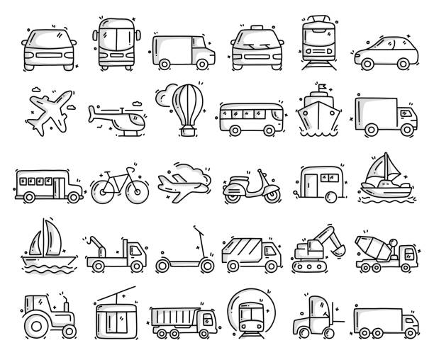 Transportation Related Objects and Elements. Hand Drawn Vector Doodle Illustration Collection. Hand Drawn Icons Set. Transportation Related Objects and Elements. Hand Drawn Vector Doodle Illustration Collection. Hand Drawn Icons Set. motorcycle drawings stock illustrations