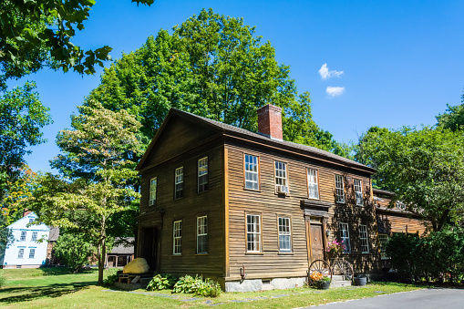 Deerfield, Massachusetts, United States of America - September 16, 2016. Historic timber house in Deerfield, MA.