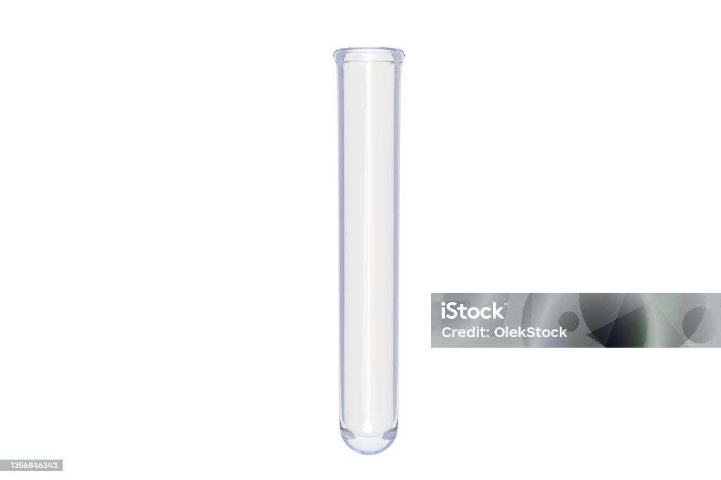 Empty test tube isolated on white background. 3d render Test Tube Stock Photo