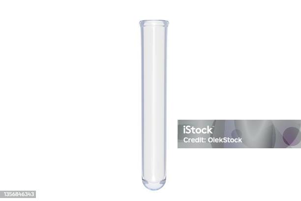 Empty Test Tube Isolated On White Background 3d Render Stock Photo - Download Image Now
