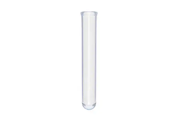 Photo of Empty test tube isolated on white background. 3d render