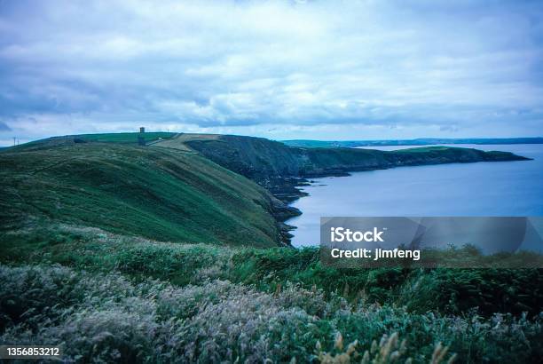 Old Retro Vintage Style Positive Film Scan Cliffs At Old Head County Cork Ireland Stock Photo - Download Image Now