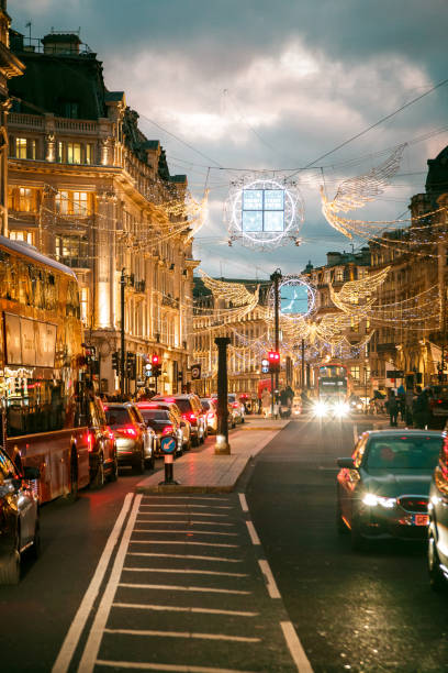 istock Christmas lights and traffic in central London 1356856013