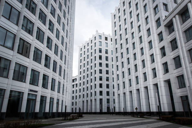 istock Modern business quarter in city. 1356856347