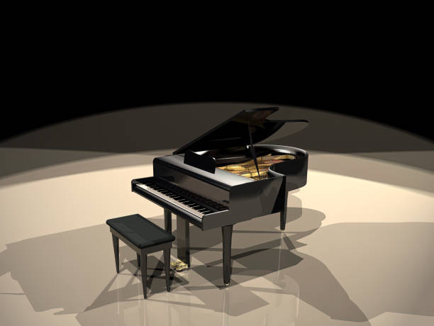 istock Piano on concert stage, 3D Render with copy space 1356862970