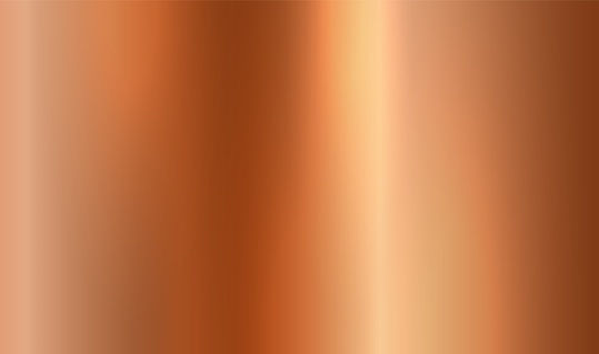 Copper metal texture. Brown shiny banner. Vector reflection gradient