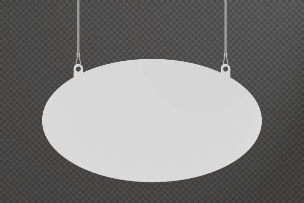 ilustrações, clipart, desenhos animados e ícones de elipse dangler pendurado no teto mockup realista - shelf talker mockup