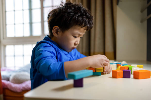 istock The little boy is playing with building blocks at home 1356866005
