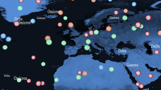 Corona virus on world map