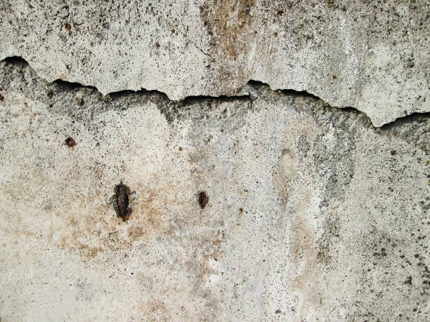 istock Destroyed concrete wall. The texture of the building with a crack. Pothole and flaking effect. 1356871971