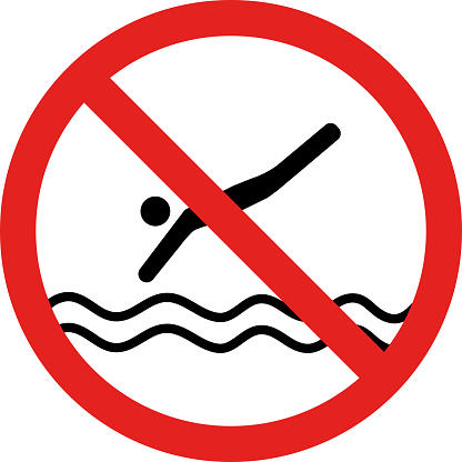 No diving allowed sign. Forbidden signs and symbols.