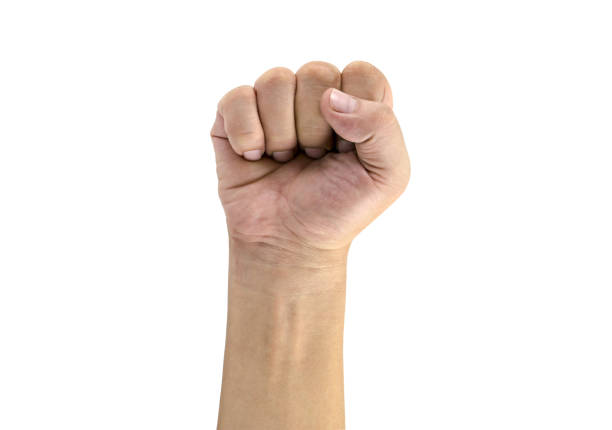 istock Fist male hand isolated on white background with clipping path close up. 1356890448