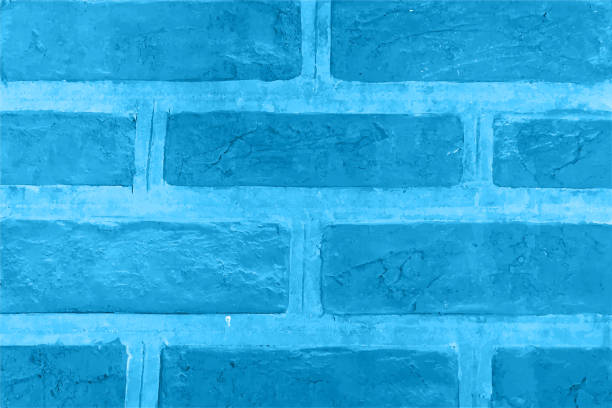 яркие пустые заготовки яркие бирюзовый синий цвет кирпичный узор стены текстура гранж векторные фоны со светлыми оттенками кладки стыков - turquoise backgrounds wall paint stock illustrations
