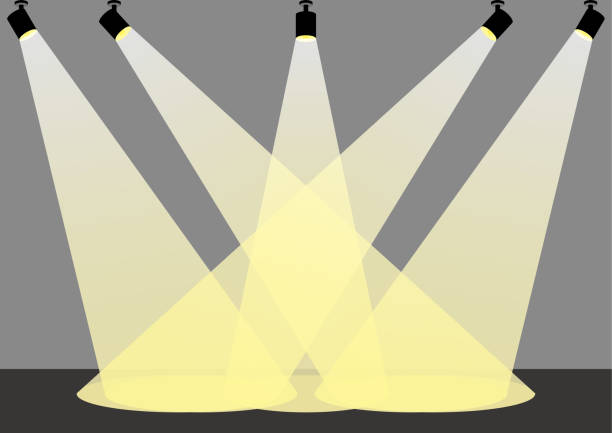 스포트라이트 - stage light spotlight spot lit light effect stock illustrations