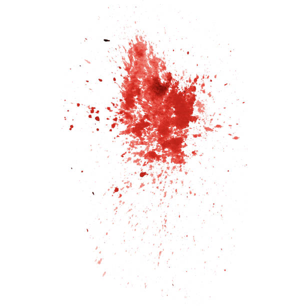 istock Hand drawn spray stains watercolor background. Abstract red drops, blob, splashes 1356894450
