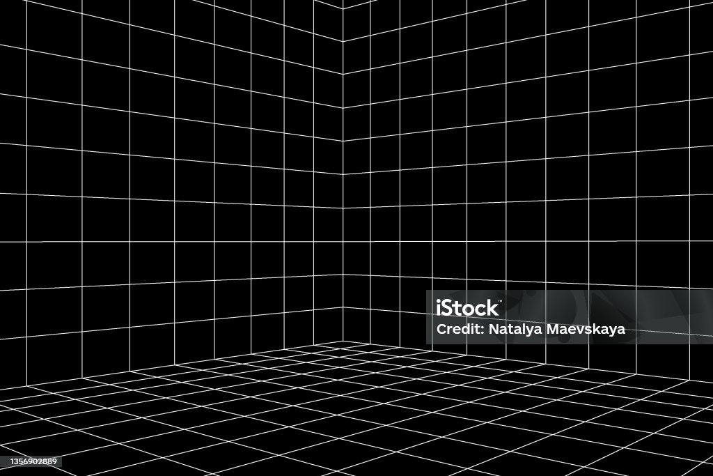 Grid Abstract Room Grid Room In Perspective Vector Illustration In 3d Style Indoor ...
