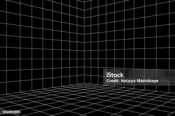 Grid Abstract Room Grid Room In Perspective Vector Illustration In 3d Style Indoor ...