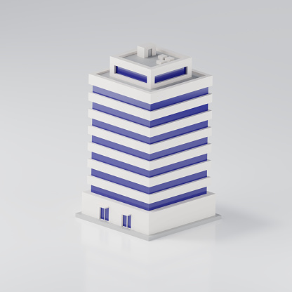 3d isometric rendering of office building.