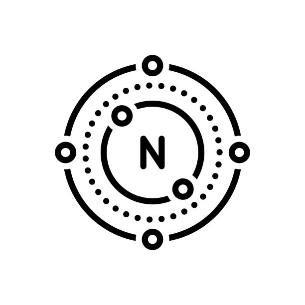 Nitrogen gas Icon for nitrogen, gas, molecular, particle, science, chemical, nucleus, formula nitrogen icon stock illustrations