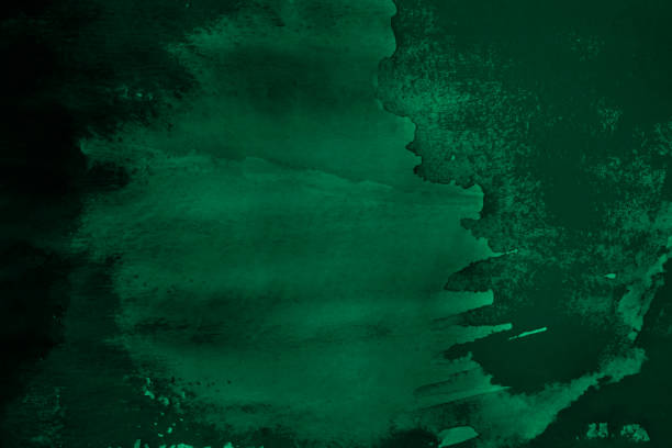 녹색 추상 수채화. 용지 표면에 브러시 스트로크와 페인트 반점. - 녹색 배경 뉴스 사진 이미지